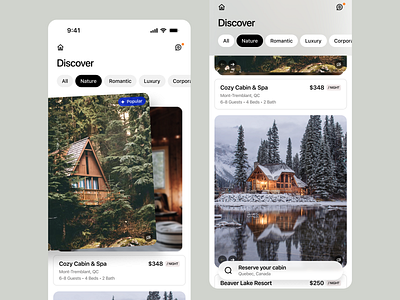 Cabins cabin glassmorphism mobile mobile app mobile design mobile ui product design real estate rentals ui ui ux web design