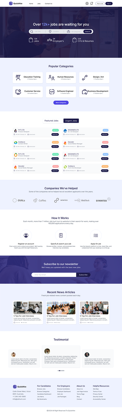 QuickHire - Minimalist Job Board & Career Platform career opportunities career platform clean interface digital product employment portal hiring platform interactive design job board job listing job portal job search minimalist design modern design professional networking recruitment platform responsive design uiux design user experience web design web ui