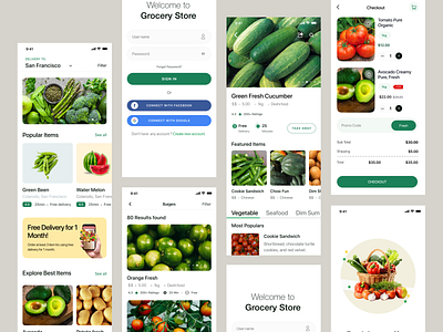 Grocery store app Design app design e commerce app ecommerce food app fresh grocery grocery grocery app design grocery store grocery store app mobile online food delivery order ui ux