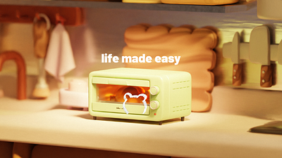 'Bear mini oven' ad 3d blender graphic design illustration motion graphics