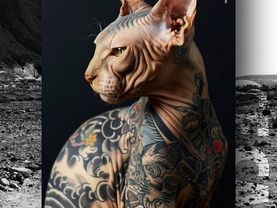 Yakuza ai branding cat daliy design illustration poster print