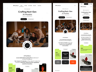 Pixel Bloom: AI Agency Website ai aiagencywebsite aidevice aiwebsite android app design android app development branding design futuristic design illustration ios app design ios app development ui ui design websitedesign