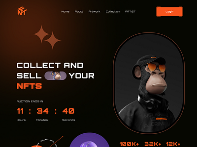 NFT website landing page 3d branding graphic design logo ui