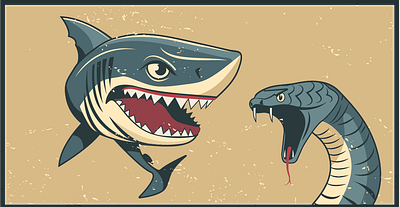 shark retro poster illustration shark vector