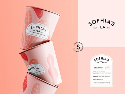 Sophia's Tea Branding and Packaging Design / Tea Branding 3d animation brand identity branding coffee coffee branding coffee packaging coffee shop design emblem graphic design illustration label label design logo packaging tea tea branding tea packaging ui