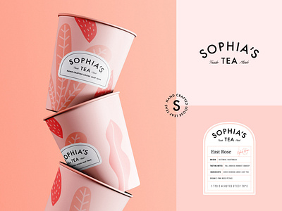 Sophia's Tea Branding and Packaging Design / Tea Branding 3d animation brand identity branding coffee coffee branding coffee packaging coffee shop design emblem graphic design illustration label label design logo packaging tea tea branding tea packaging ui