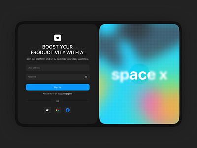 AI Productivity Sign-Up design sign up ui ux web website