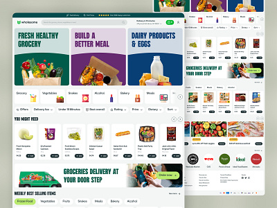 Wholesome: Crafting a Better Grocery Shopping Experience cleandesign creativeprocess designinspiration ecommercedesign grocerystoredesign landingpagedesign onlinestore productdesign uidesign uxdesign webdesign