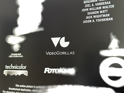 VideoGorillas logo. Real-life appearance in the closing titles bauhaus branding cinema clean g geometric identity illustration lettering logo movie product product design real life titles v vg video