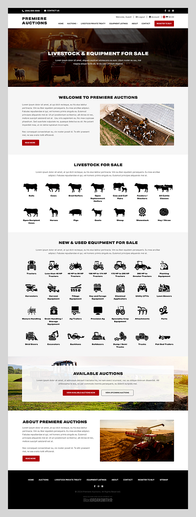 Premiere Auctions // Web Design auction cattle cow ecommerce equipment farm goat livestock retail sheep tractor truck web design