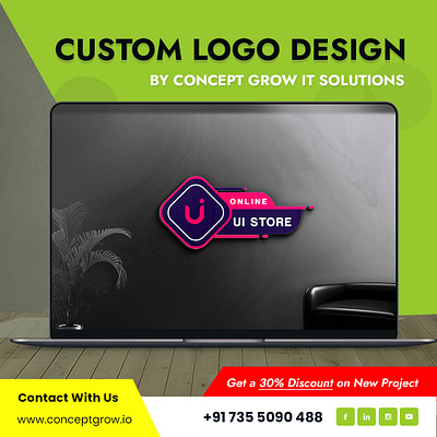 Custom Logo Design By Concept Grow IT Solutions branding graphic design logo motion graphics