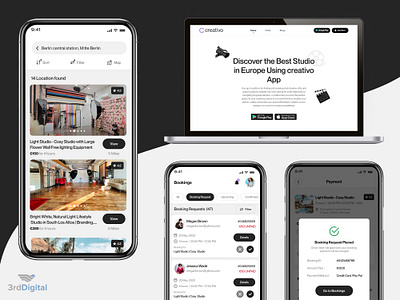Creativo: Studios & Locations Booking App graphic design logo
