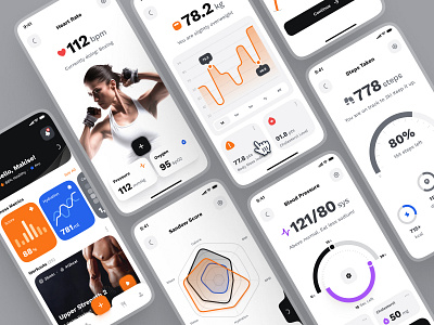 sandow UI Kit: AI Fitness & Diet App | Fitness Metrics Score UI ai fitness app ai fitness chatbot ai fitness companion bold clean diet app fitness app fitness ios app fitness metrics fitness metrics ui fitness monitor fitness monitoring app fitness tracker fitness ui kit gym app minimal modern nutrition app ui kit workout app