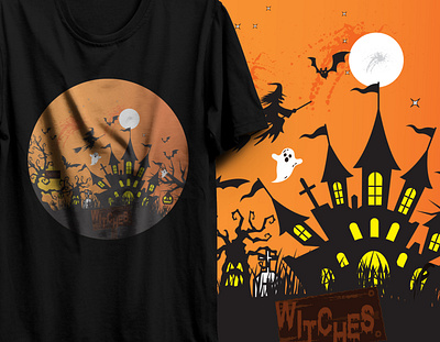 Halloween T Shirt Design adobe dark design ghost graphic design halloween halloween t shirt illustration photoshop tshirt tshirtdesign typography vector vintage witch