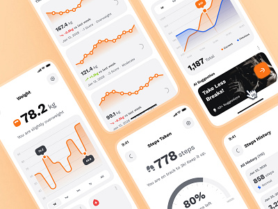 sandow UI Kit: AI Fitness & Diet App | Weight Loss Tracker UI ai diet app ai fitness app ai fitness chatbot ai fitness companion ai nutrition app bold clean diet app diet ui fitness app fitness tracker fitness tracker ui fitness ui kit minimal nutrition app orange steps ui weight loss weight loss app weight loss ui