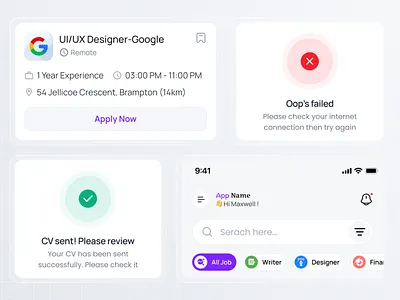 Job Finder Component (Ui deisgn ) app design component figma design job job app job finder job finder mobile app job hunting job mobile app job search mobile app ui uiux