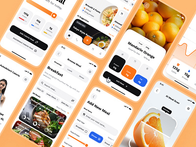 sandow UI Kit: AI Fitness & Diet App | Nutrition Meal Management ai diet app ai fitness app ai fitness companion ai nutrition app bold clean diet app diet tracker fitness companion app fitness ui kit meal app meal tracker meal ui minimal modern nutrition app nutrition ui orange virtual coach app virtual fitness app