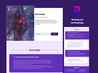 Game waiting list landing page branding gaming ui graphic design typographi ui ux waiting list