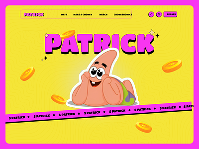 Patrick - Meme Coin Landing Page Design blockchain crypto meme cryptocurrency cybersecurity design memcoin meme meme coin home page meme coin landing page meme coin ui meme token meme website pepe coin pepe website solana coin solana meme coin solana meme coin website. solana token web design website security