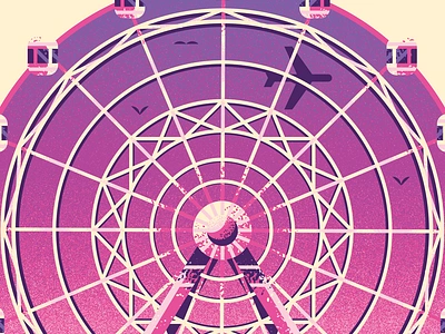 Secret Project 001 pt 2 ferris wheel illustration pink purple theme park