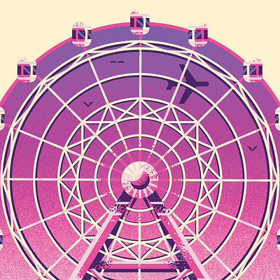 Secret Project 001 pt 2 ferris wheel illustration pink purple theme park