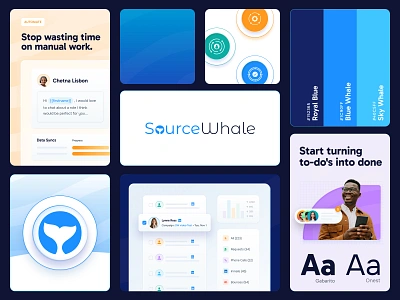 SourceWhale brand refresh. b2b creative direction digital design graphic design print product ui saas visual identity web design