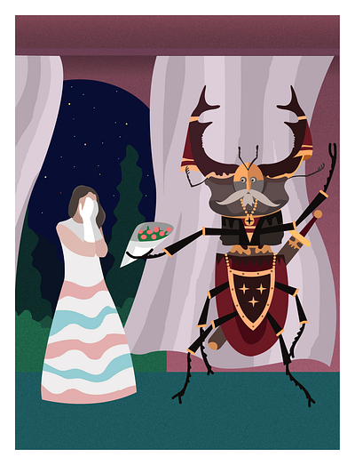 Surprise art bug illustration lady