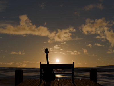 Calm sunset on a pier 3d 3d modelling animation blender custom design graphic design motion graphics