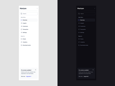 Sidenav for Dashboard analytics dark mode design sale sidebar sidenav ui ux white mode