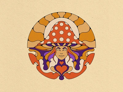 Magic Mushroom #2 badge branding hippie illustration logo mushroom patch psychedelic retro tianwidjaya trippy tungraphic unique vintage