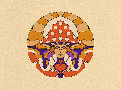 Magic Mushroom #2 badge branding hippie illustration logo mushroom patch psychedelic retro tianwidjaya trippy tungraphic unique vintage