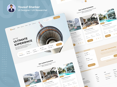 Real Estate Website UI Design 3d app ui branding designshowcase graphic design landing page latest modern realestatedesign ui ui design y.s tusar yousuf sharker