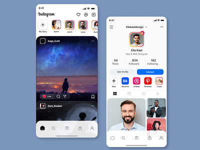 Instagram Redesign Concept app design appdesign application appredesign design figma mobile app mobile app design mobile ui modernui social media social media templates socialmedia socialmediaapp stories ui design uiux uiuxdesign user experience ux