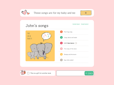 UX/UI design for a personalized playlist app for kids,Lala Musik components productdesign ui ux uxui uxuidesign webappdesign webdesign