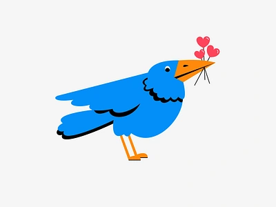 The urban crow has brought you some likes! She likes you! animalart birdillustration bluebird brightcolors cartoonstyle characterdesign creativeillustration cute funillustration graphicdesign graphicillustration heart minimalistdesign playfulart quirkyart vectorart whimsical