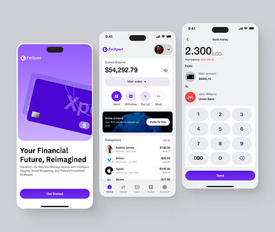 FinXpert - Finance Mobile App app design banking design design thinking finance finance app fintech fintech app ios mobile app money management ui ui design uiux ux ux design