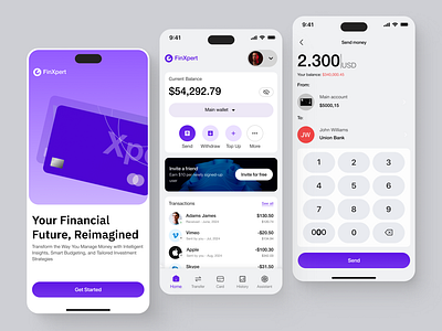 FinXpert - Finance Mobile App app design banking design design thinking finance finance app fintech fintech app ios mobile app money management ui ui design uiux ux ux design