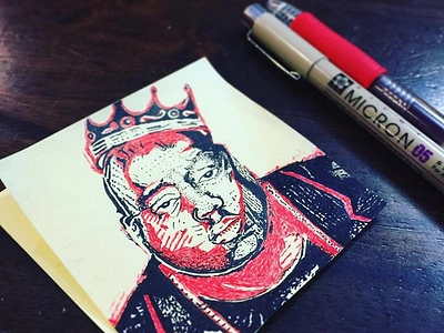 Biggie Post-it Drawing art drawing graphic design hip hop illustration pen pen and ink pencil post it