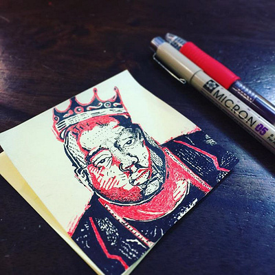 Biggie Post-it Drawing art drawing graphic design hip hop illustration pen pen and ink pencil post it