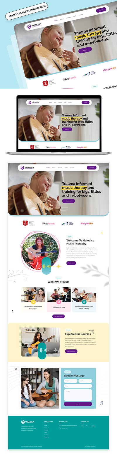 Music therapy Landing page author beautiful childrens creative design graphic landing page music seo teacher therapy ui uiux unique user interface ux web website