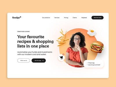 Landing Page for food preparation platform burger challenge daily design food fries landing page ui web design website