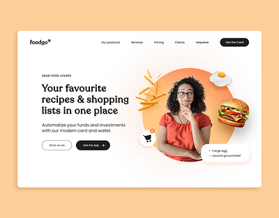 Landing Page for food preparation platform burger challenge daily design food fries landing page ui web design website