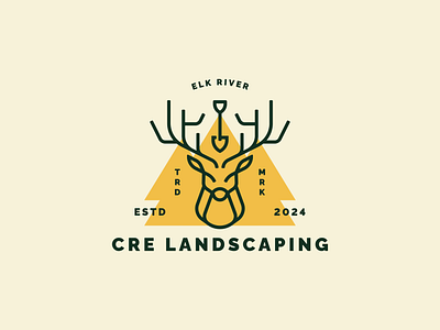 CRE Landscaping Logo Option branding deer elk river graphic design icon illustration landscaping logo mark monoline shovel symbol tree typography