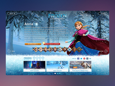 The Official Disney Frozen Film Website design entertainment graphic design iconography illustration kids motion photoshop product ui ui art ux web design website