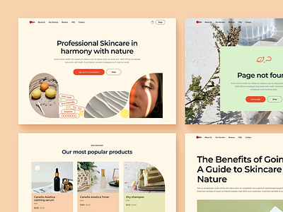 Webflow e-commerce template for beauty brands beauty blog design sistem ecommerce graphic design green light pastel peach shop template ui web design webflow website