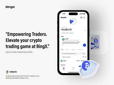 BingX | Crypto Currency Exchange | WEALTH Mini-Program Design app bitcoin blockchain branding btc crypto currency design exchange finance financial illustration minimal minimalist nft ui wallet web web3