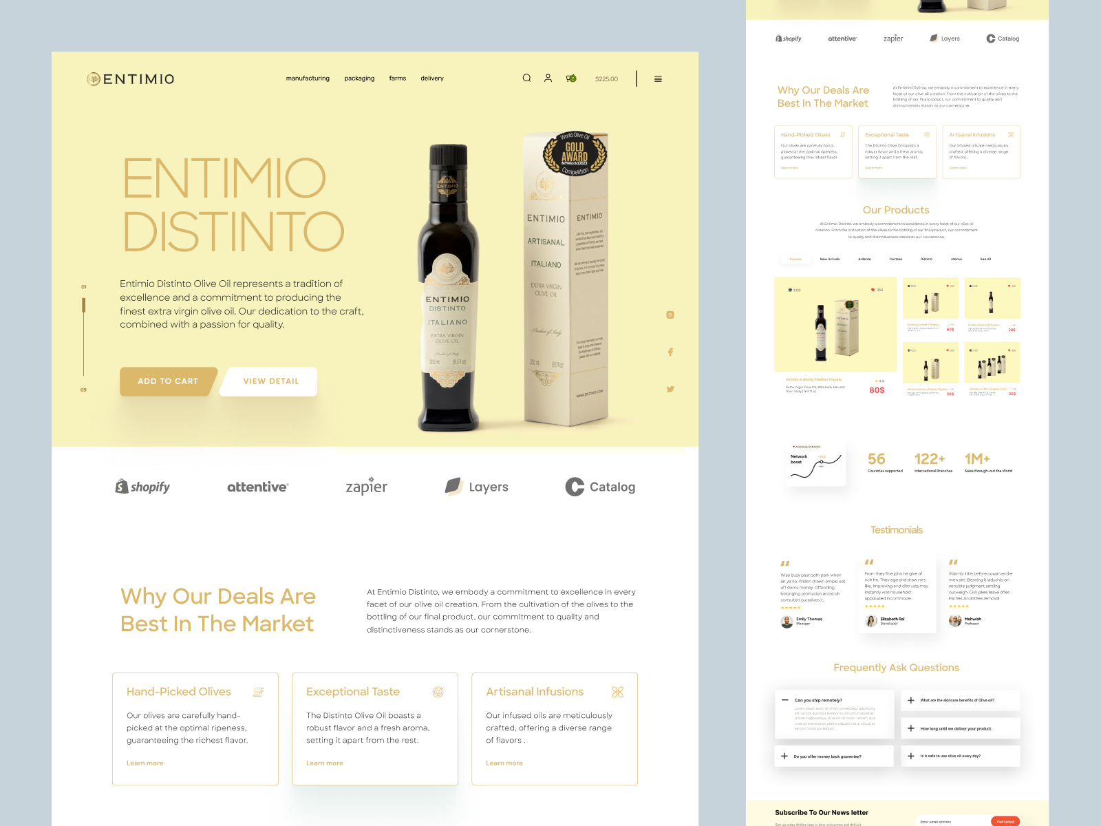 Example of Shopify store for Olive Oil