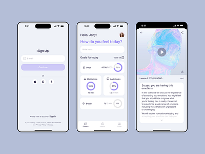 🧠 Mental Health Trekking App app beauty best clean design figma mental health new pastel colors ui ux