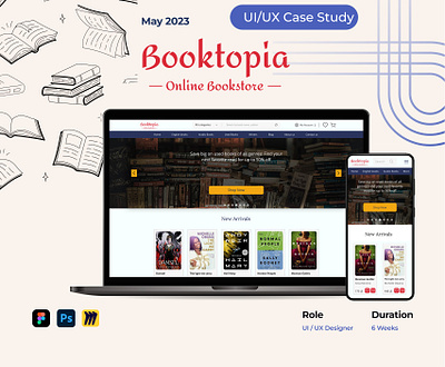 Booktopia Responsive Website Case Study case study ecommerce ecommerce website landing page online bookstore responsive website ui uiux user interface website