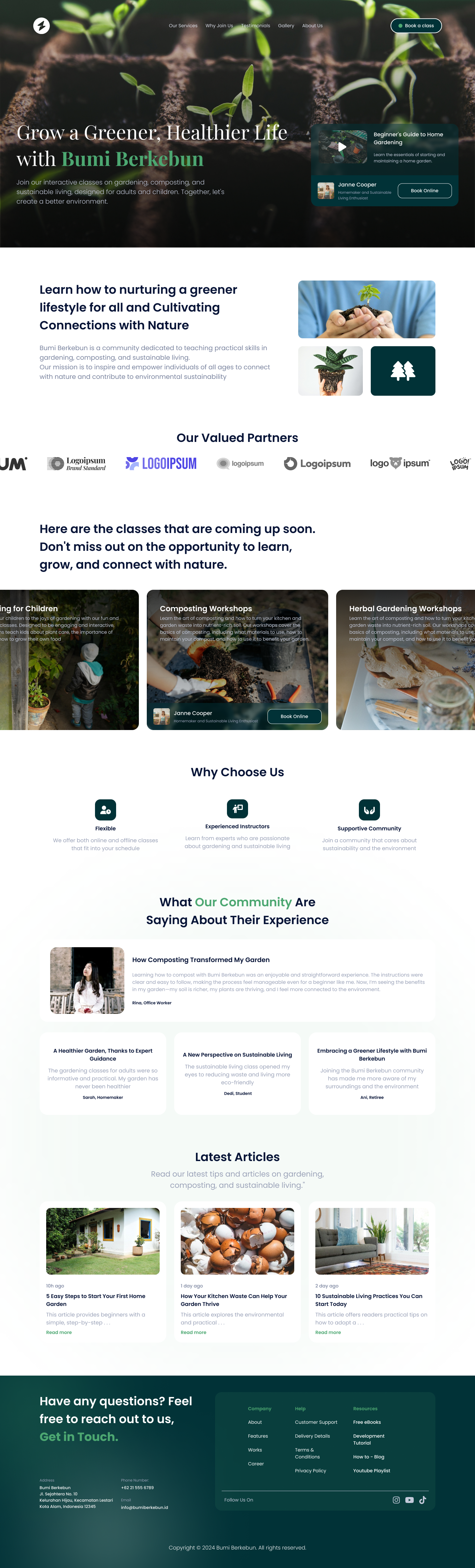 Bumi Berkebun - Sustainable Living Education Website Design gardening sustainableliving websitedesign